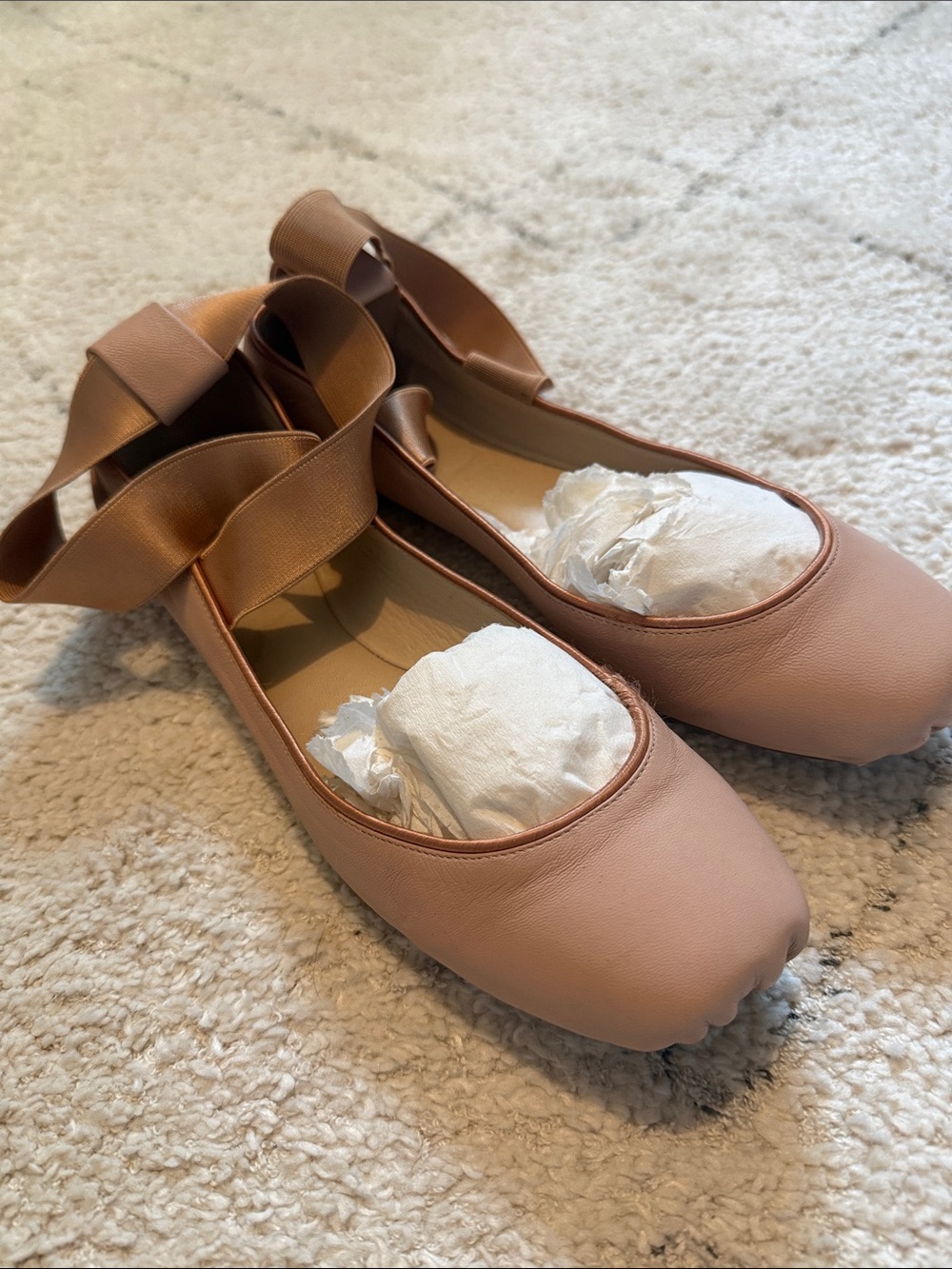 Chloe women’s Ballet Flats in Blush with Satin Cross Straps - Picture 2 of 9
